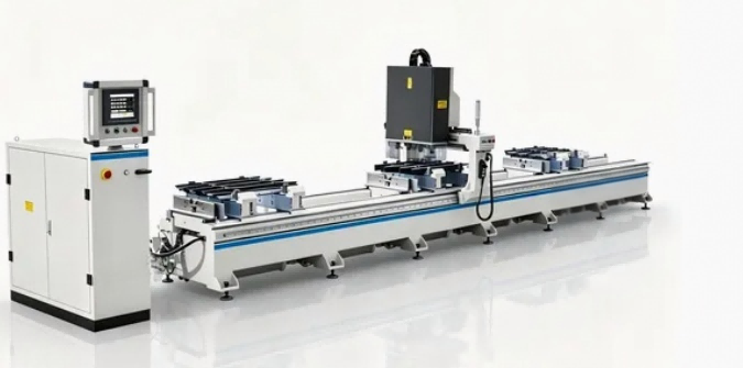 Mesin Pengeboran Dinding Tirai Aluminium CNC 4 Kepala Presisi Tinggi